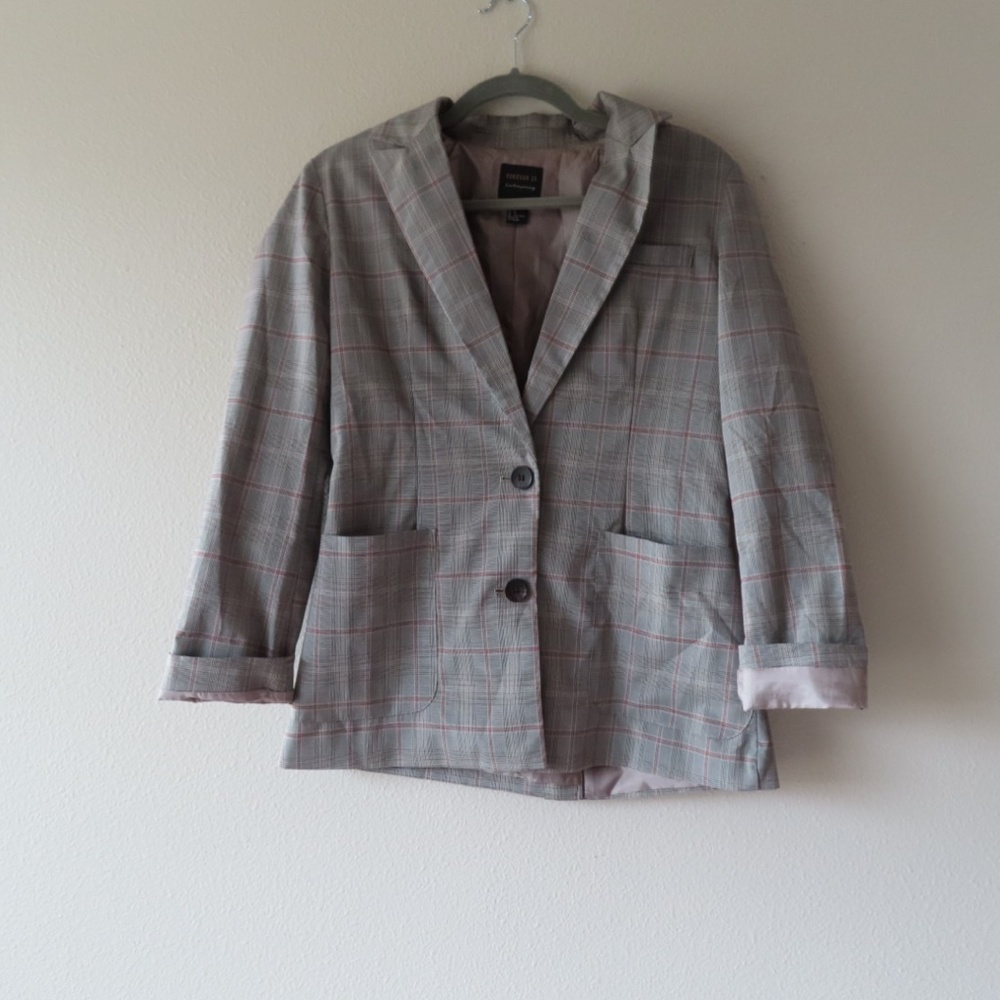 Forever 21 Contemporary Plaid Blazer Size Small - Picture 6 of 11